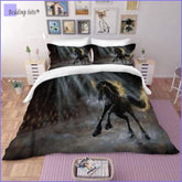 Black Horse Bedding Set - on Fire