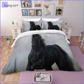 Black Race Horse Bedding Set