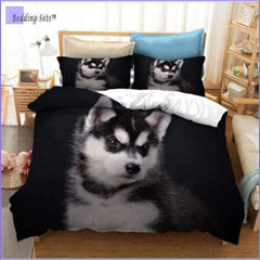Black and White Puppy Bedding Set