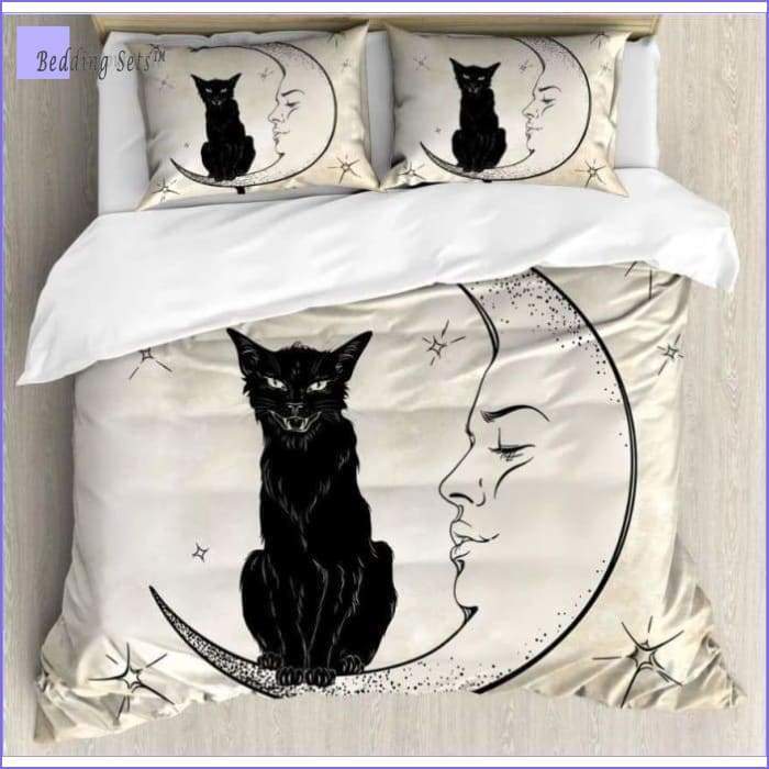 Black Cat Bedding - Moon