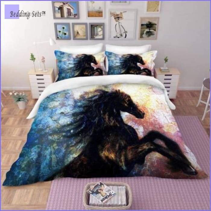 Black Horse Bedding Set - Impressionnist
