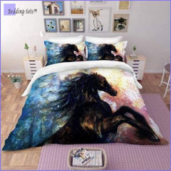 Black Horse Bedding Set - Impressionnist