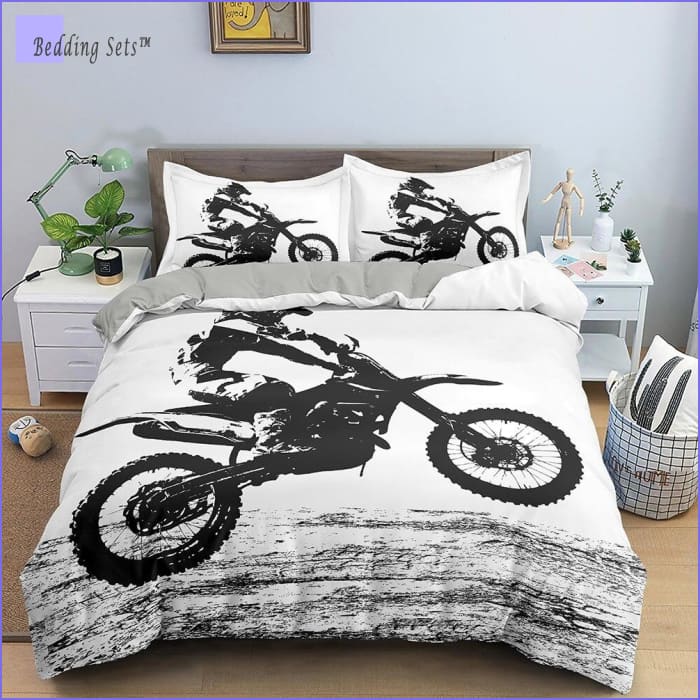 Black & White Dirt Bike Bedding - Wheelie