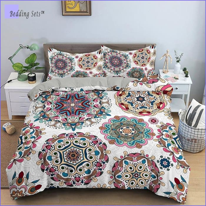 Boho Bedding Set - White Mandala