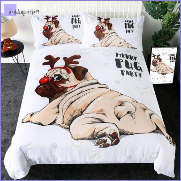 Christmas Pug Bedding Set