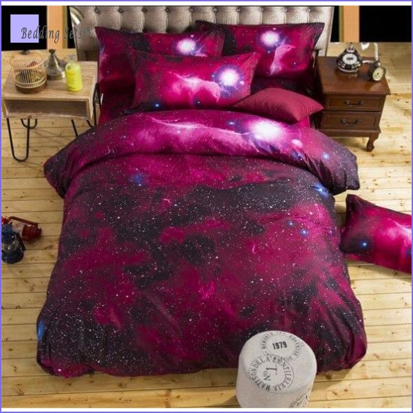 Dark Pink Galaxy Bedding Set