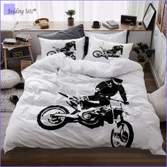 Dirt Bike Bedding - Black & White
