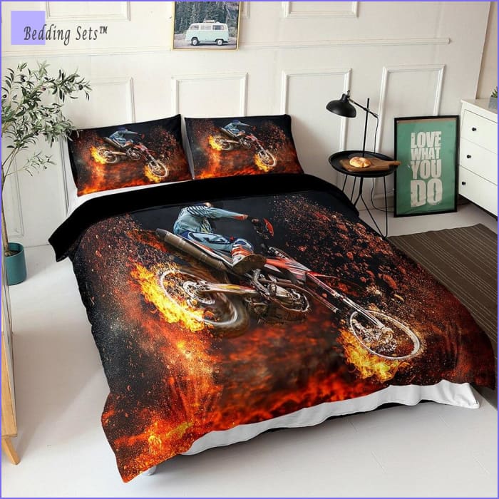 Dirt Bike Bedding - On Fire