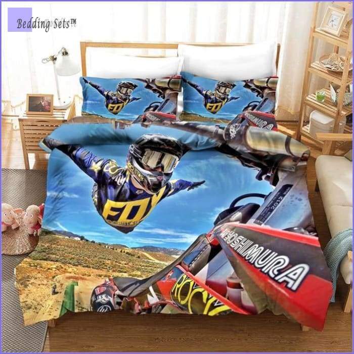 Kids Motorcycle Bedding Set